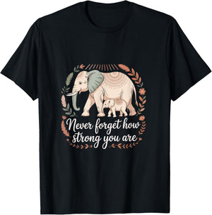Boho Elephant Strength and Resilience Reminder T-Shirt - T-Shirt | Black