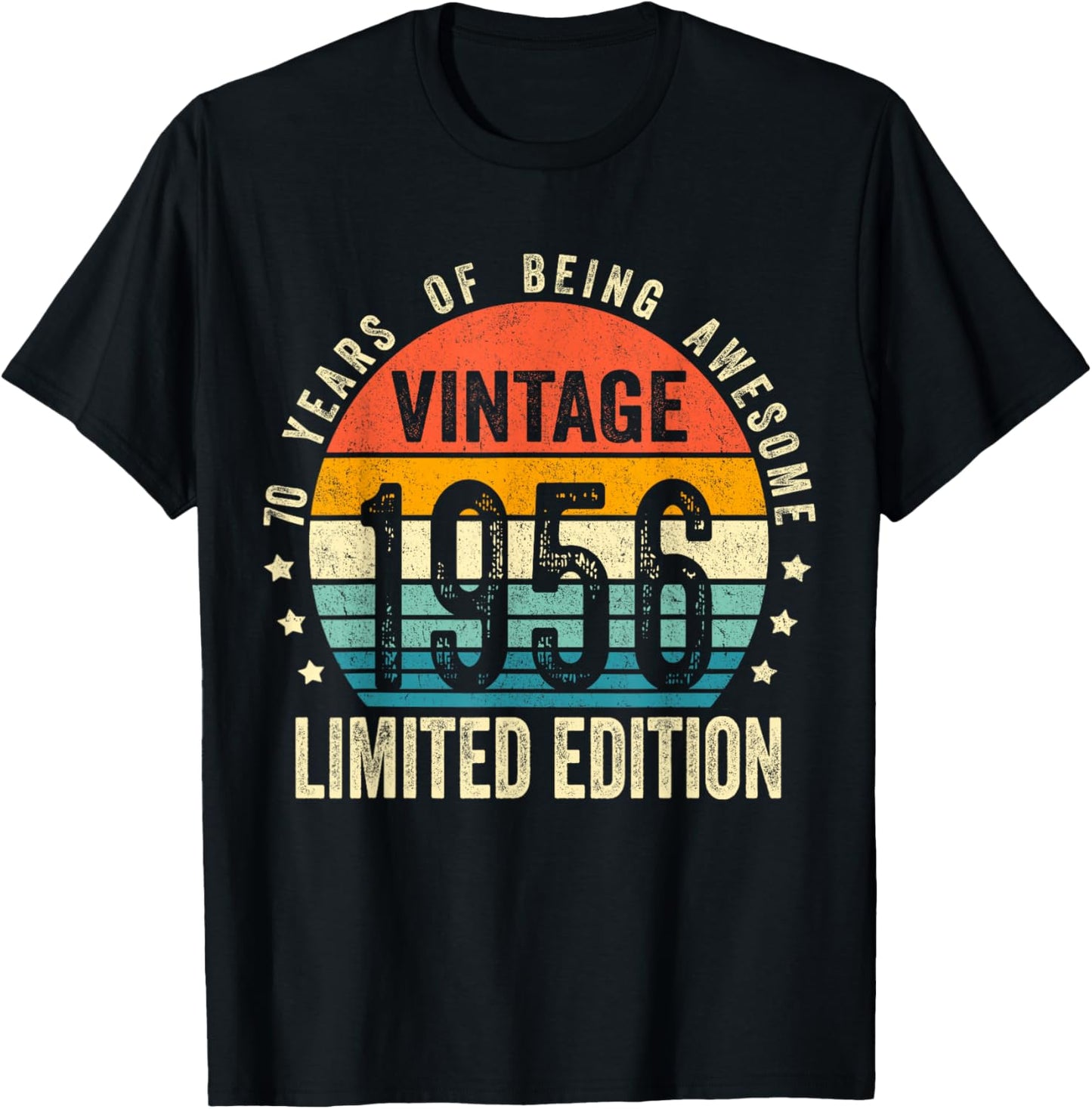 Vintage 1956 70th Birthday Gift Men Women 70 Years Old T-Shirt - T-Shirt | Black
