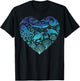 Underwater Sea Animals Heart Shark Fisher T-Shirt - T-Shirt | Black