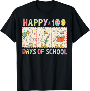 100 Days of School Cute Duck Teacher 100th Days Gift Tea T-Shirt - T-Shirt | Black