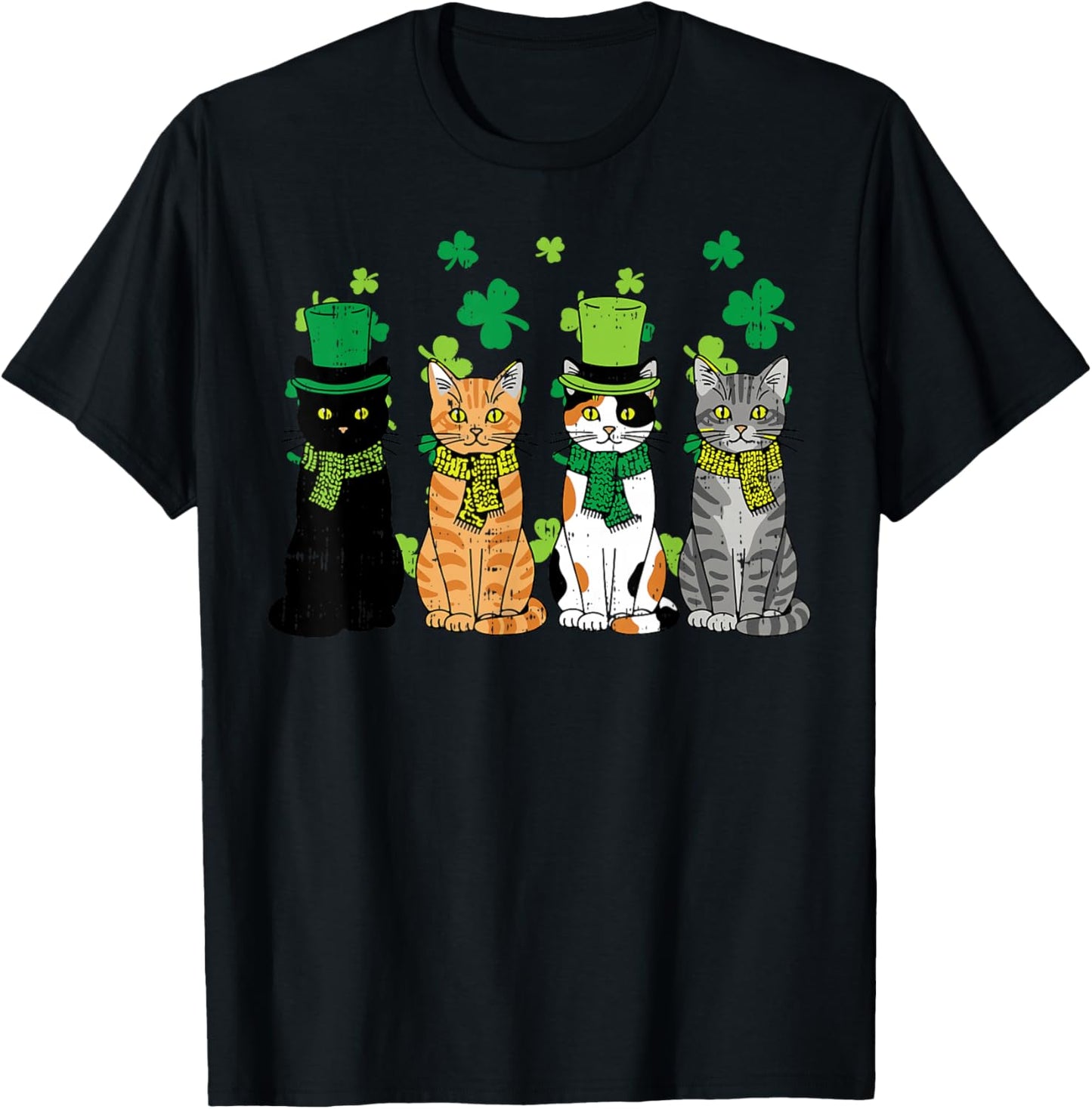 St Patricks Day Cats Irish Kitten Saint Paddy Men Women Kids T-Shirt - T-Shirt | Black