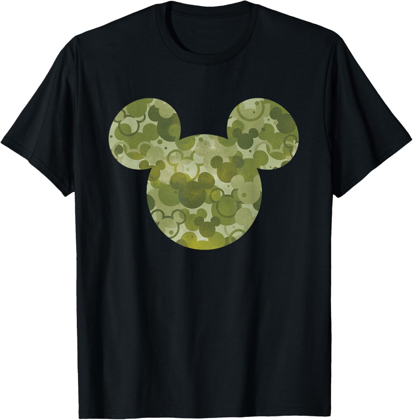 Disney Mickey Mouse Icon Green Camo Camouflage Pattern T-Shirt - T-Shirt | Black