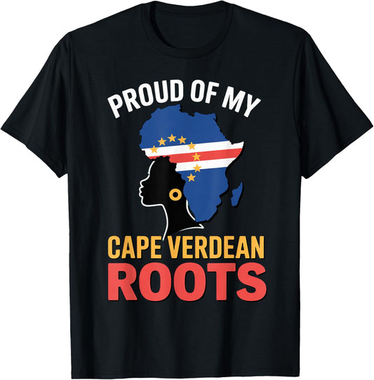 Cape Verdean Roots Cabo Verde Flag Pride Verdian Cape Verde T-Shirt - T-Shirt | Black