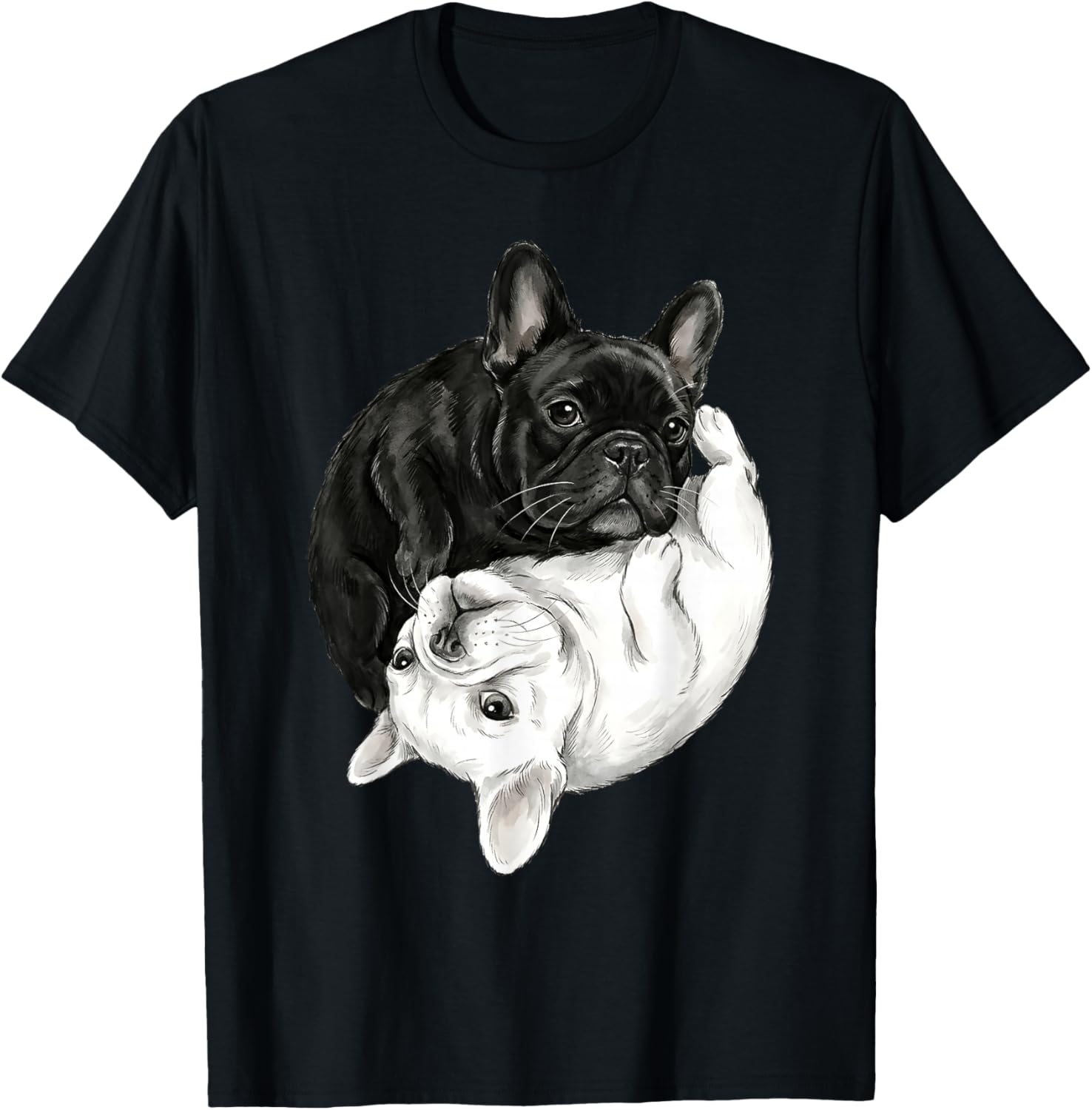Ying Yang French Bulldogs Funny Frenchie T-Shirt - T-Shirt | Black