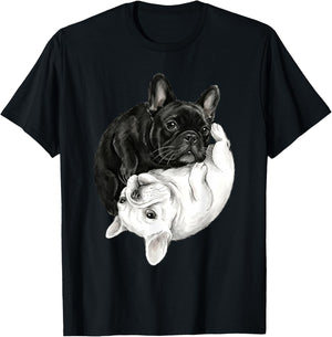 Ying Yang French Bulldogs Funny Frenchie T-Shirt - T-Shirt | Black