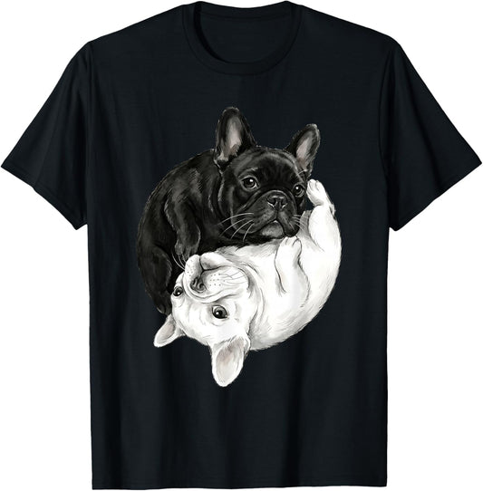 Ying Yang French Bulldogs Funny Frenchie T-Shirt - T-Shirt | Black