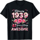 87 Year Old February 1939 Floral 87th Birthday Men Women T-Shirt - T-Shirt | Black