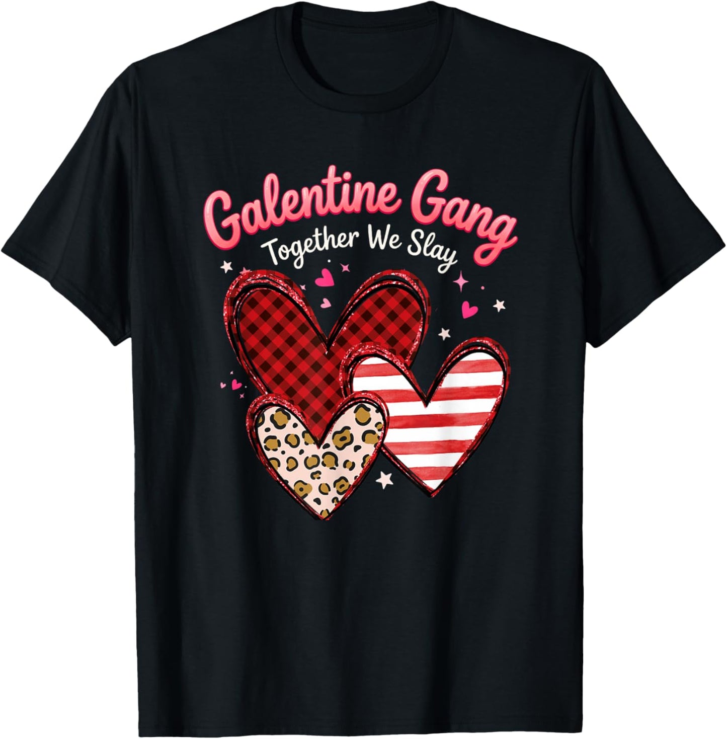 Valentines Day Galentines Gang Hearts Valentine Women Girls T-Shirt - T-Shirt | Black