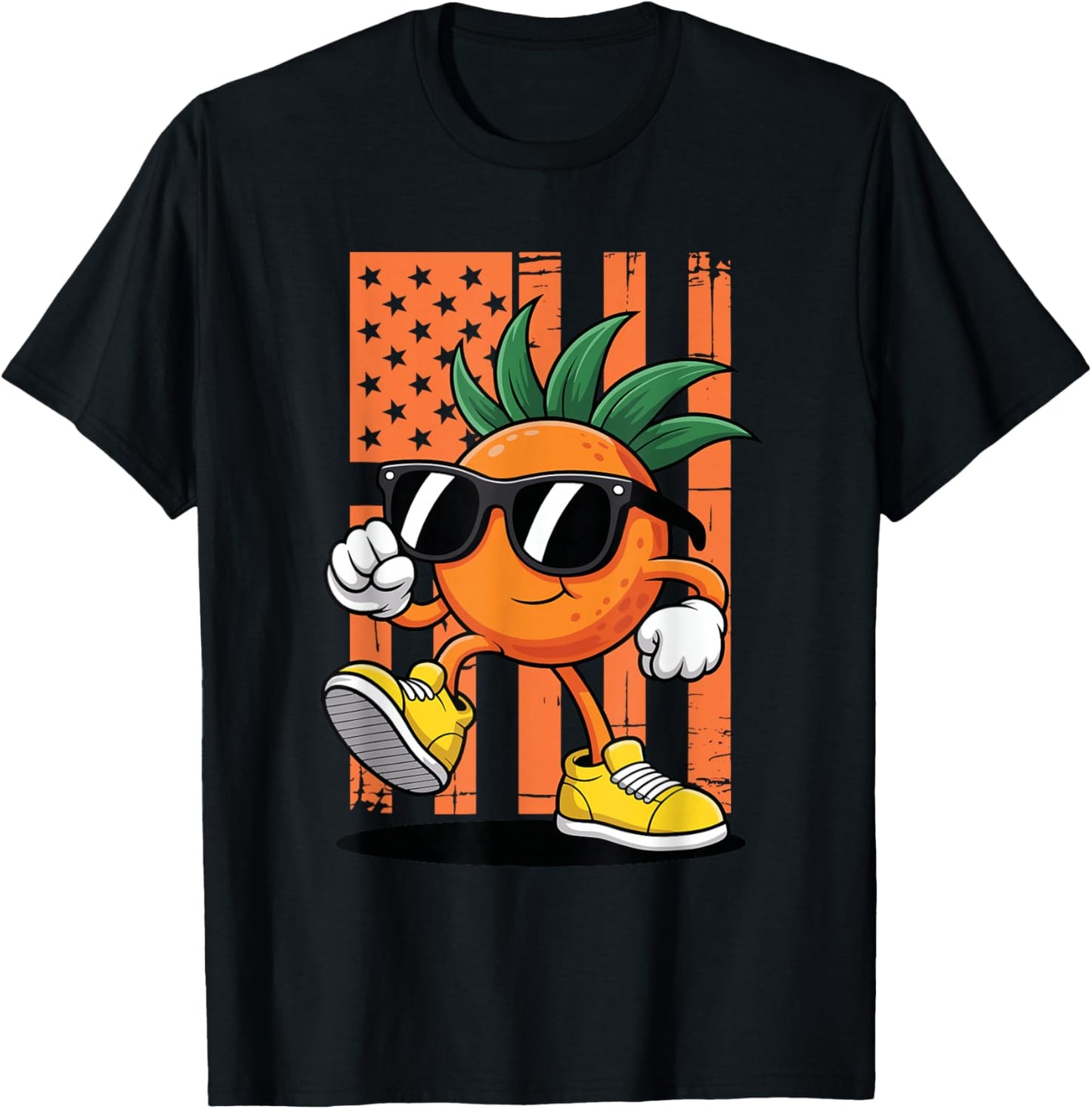 Vintage Cool Orange Cartoon Citrus Sunglasses 80s Retro T-Shirt - T-Shirt | Black