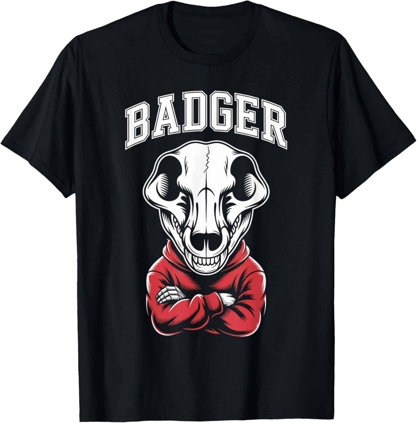 Cool Badgers Skull, Fun Animal Graphic T-Shirt - T-Shirt | Black