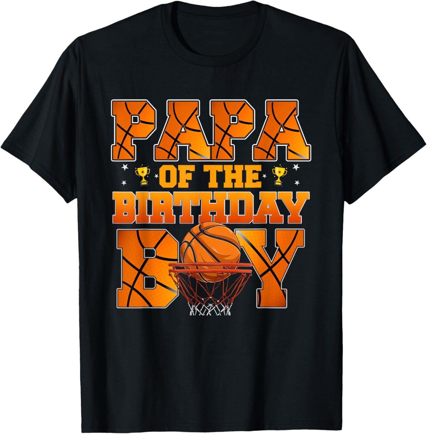 Basketball PAPA of The Birthday Boy Family Matching T-Shirt - T-Shirt | Black