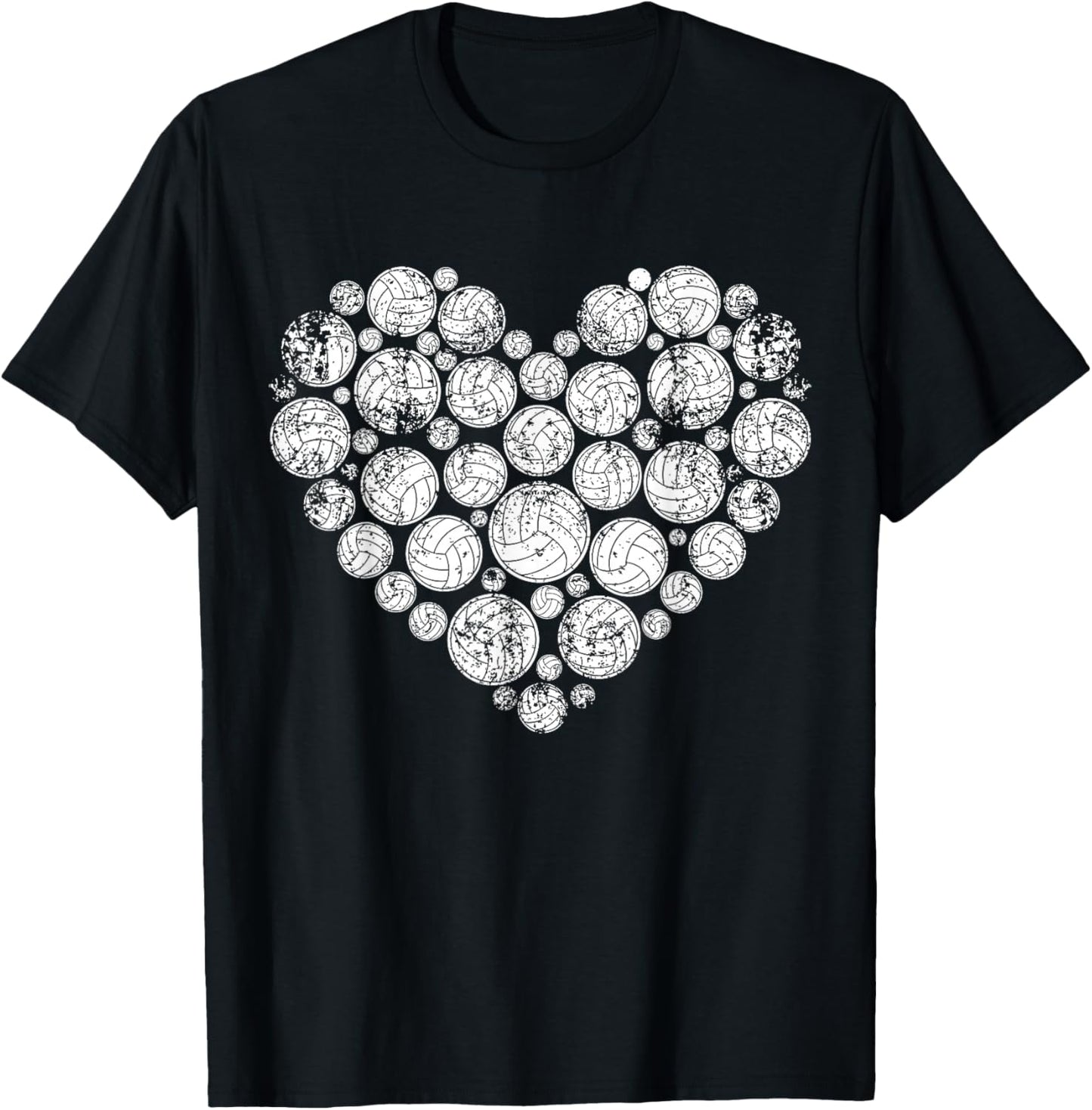 Volleyball Heart Valentine's Day Volleyball Lover Women Girl T-Shirt - T-Shirt | Black