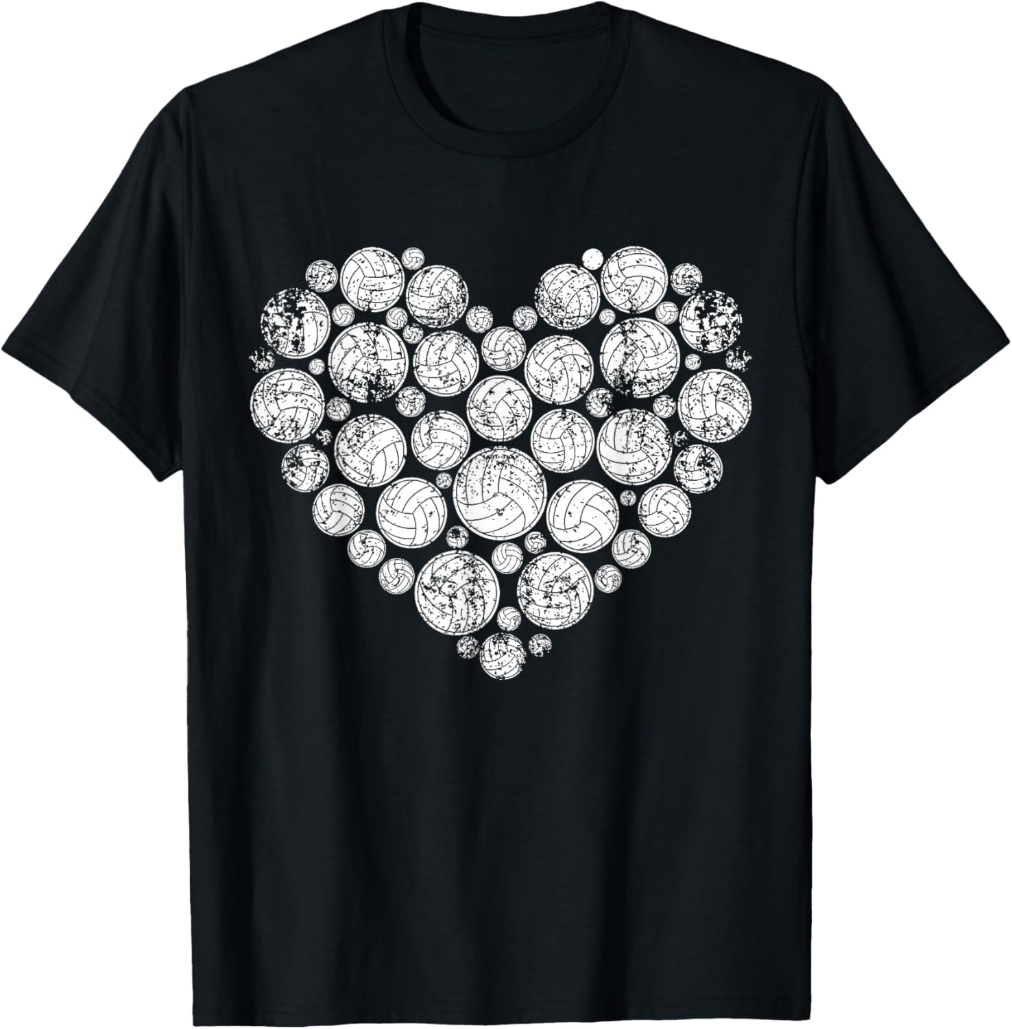 Volleyball Heart Valentine's Day Volleyball Lover Women Girl T-Shirt - T-Shirt | Black