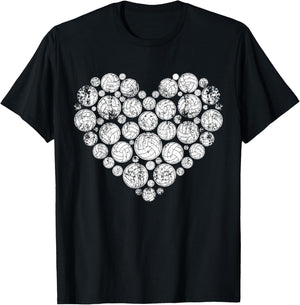 Volleyball Heart Valentine's Day Volleyball Lover Women Girl T-Shirt - T-Shirt | Black