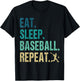 Eat Sleep Baseball Repeat Baseball Player Funny Baseball T-Shirt - T-Shirt | Black