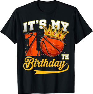It's My 10 Year Old 10th Birthday Double Digits Basketball T-Shirt - T-Shirt | Black