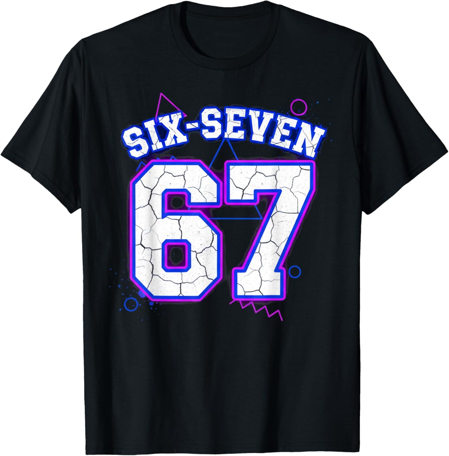 Six-Seven 67 Retro Varsity Sports Jersey Team 67th Birthday T-Shirt - T-Shirt | Black