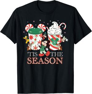 Disney Mickey & Friends 'Tis The Season Christmas Coffee T-Shirt - T-Shirt | Black