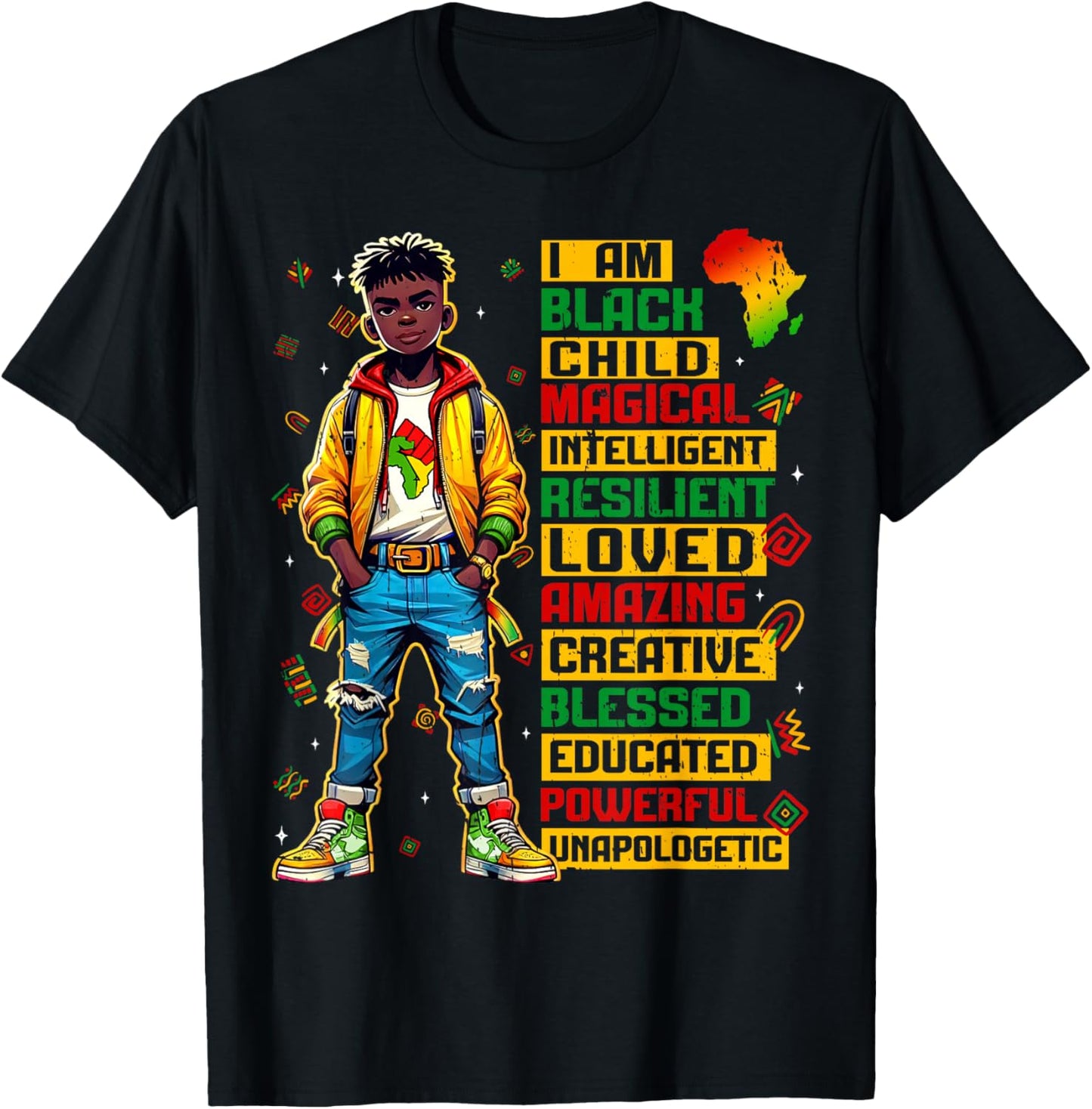 I Am The Strong African Boy Black History Month Boys Kids T-Shirt - T-Shirt | Black
