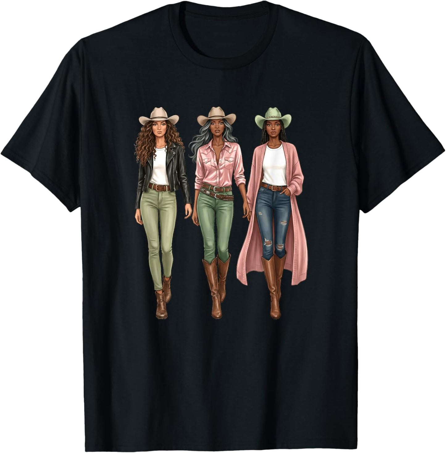 Western Cowgirls Melanin Black History African Texas Rodeo T-Shirt - T-Shirt | Black