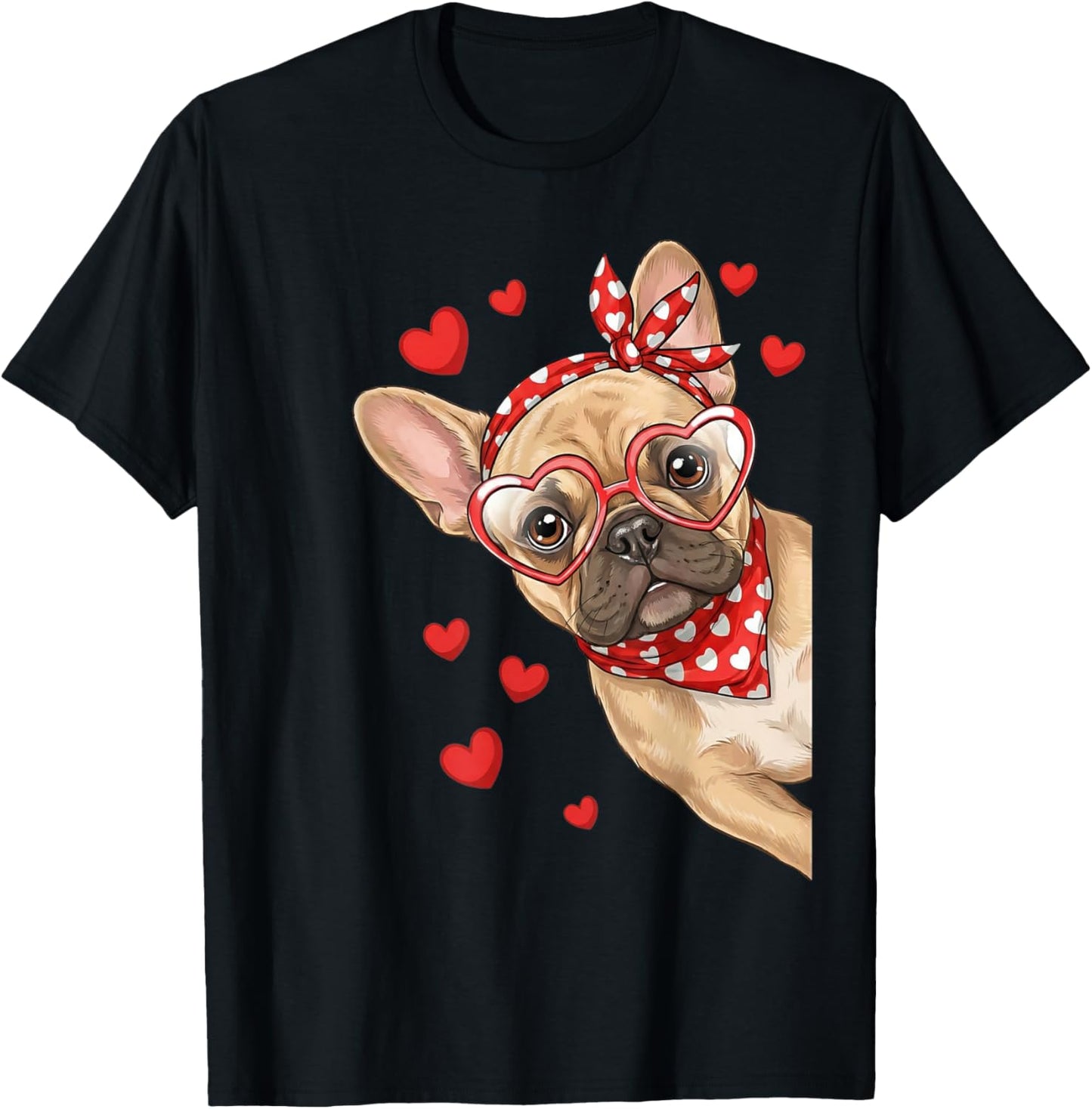 Cute French Bulldog Valentine Dog Mom Valentines T-Shirt - T-Shirt | Black