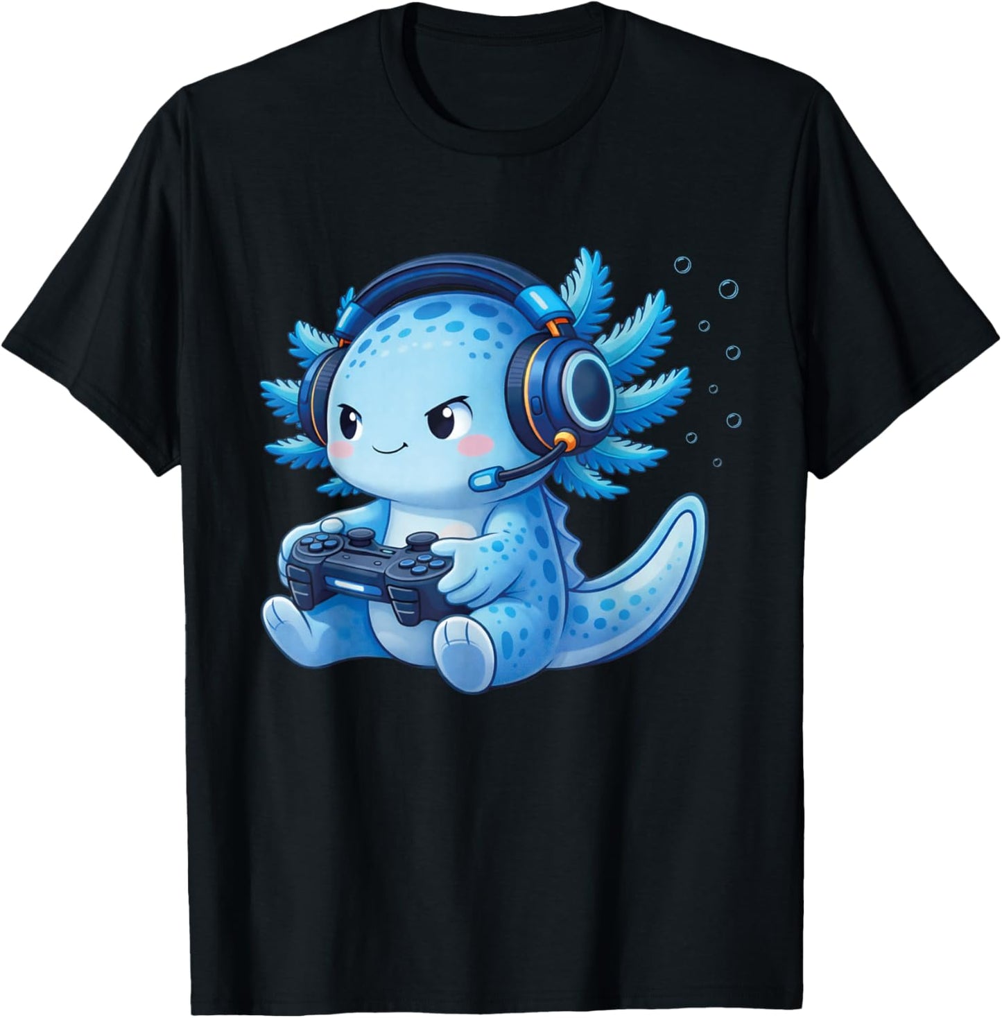 Cute Axolotl Video Games Anime Funny Gaming Gamer Boys Kids T-Shirt - T-Shirt | Black