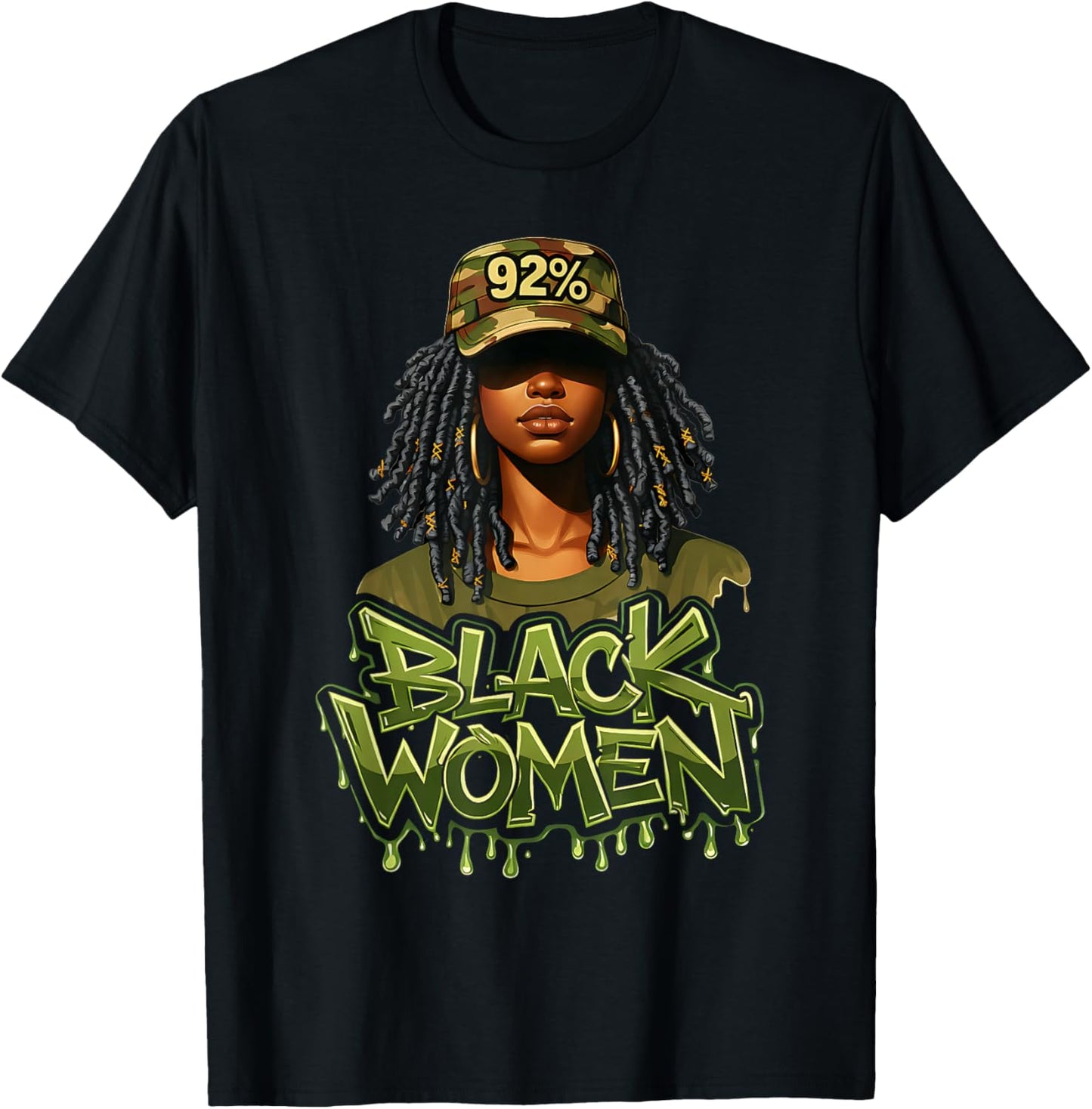 92% Black Women 92 Percent Melanin Queen Afro Pride T-Shirt - T-Shirt | Black