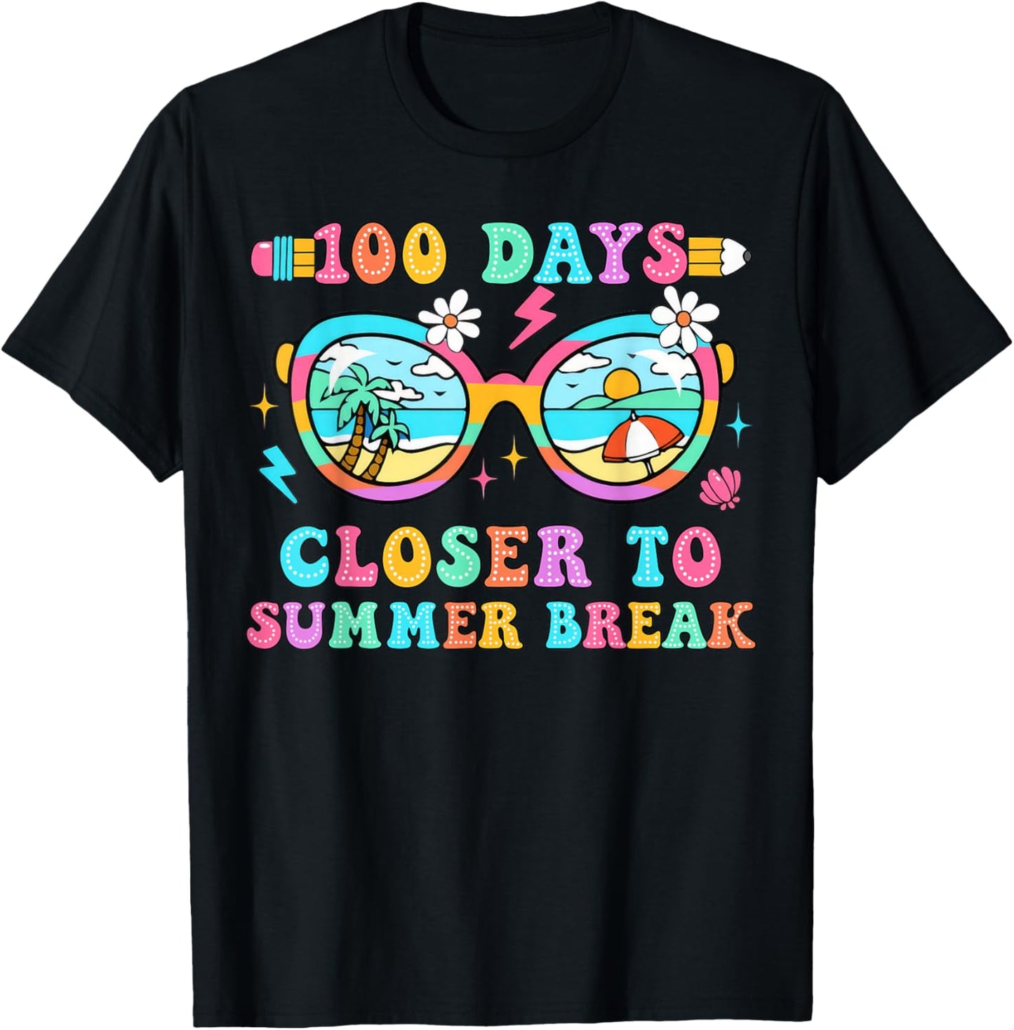 100 Days Closer to Summer Break Funny 100th Days T-Shirt - T-Shirt | Black