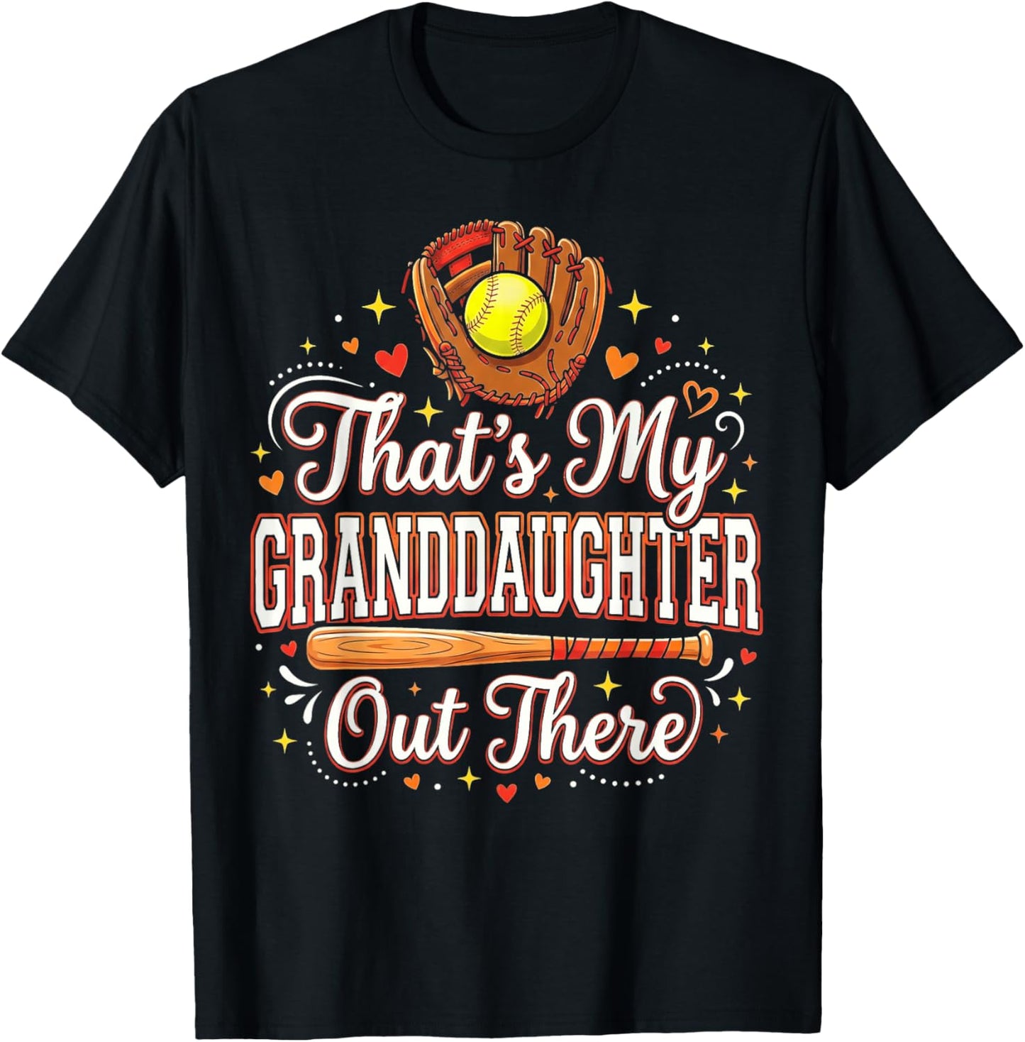 Favorite Softball Granddaughter Out There Grandpa Grandma T-Shirt - T-Shirt | Black