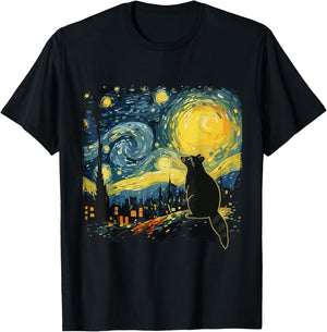Starry Night Raccoon Van Gogh Art Funny Animal Men Kids T-Shirt - T-Shirt | Black