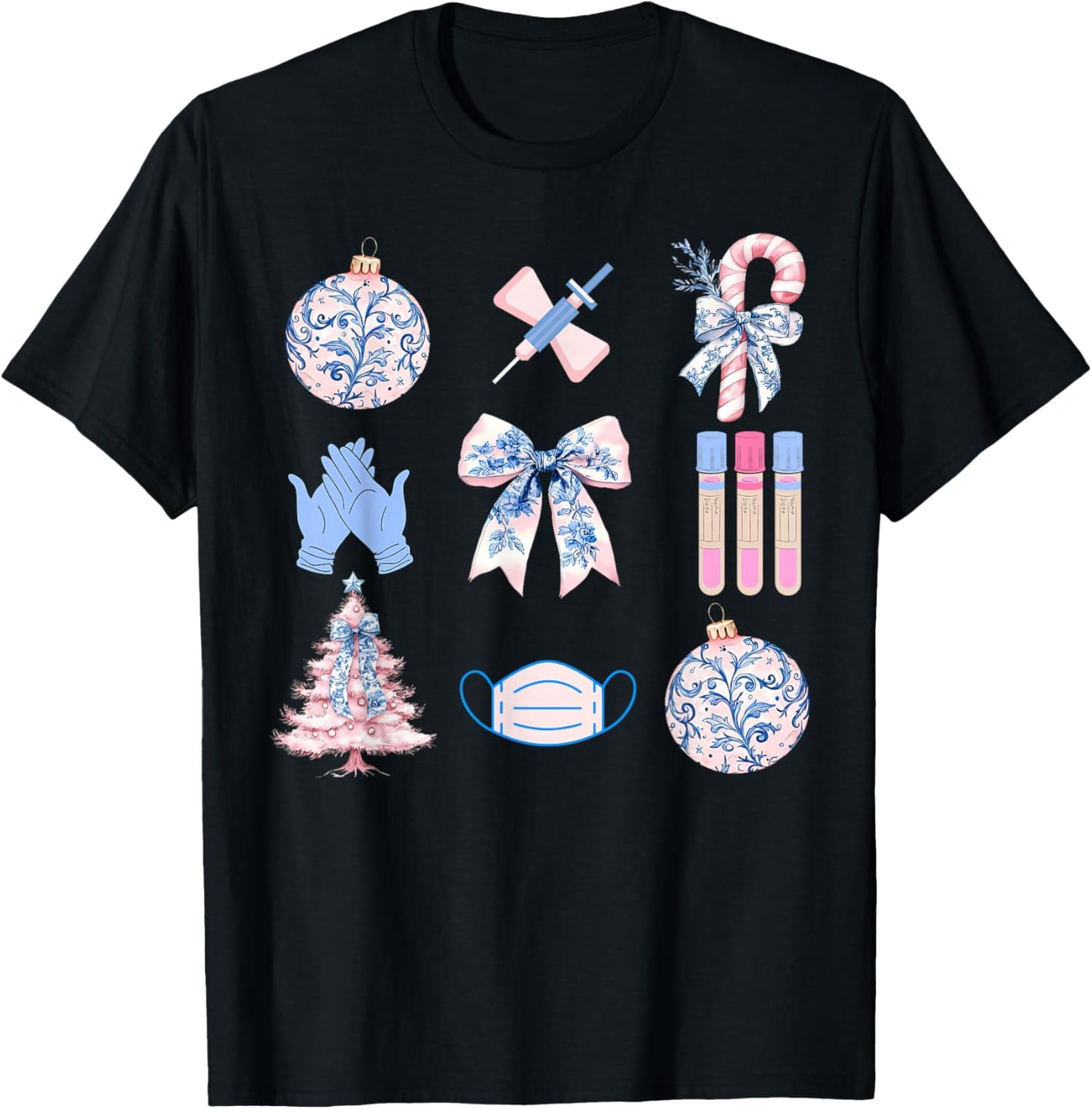 Christmas Phlebotomy Coquette Bow Phlebotomist Phleb Tech T-Shirt - T-Shirt | Black