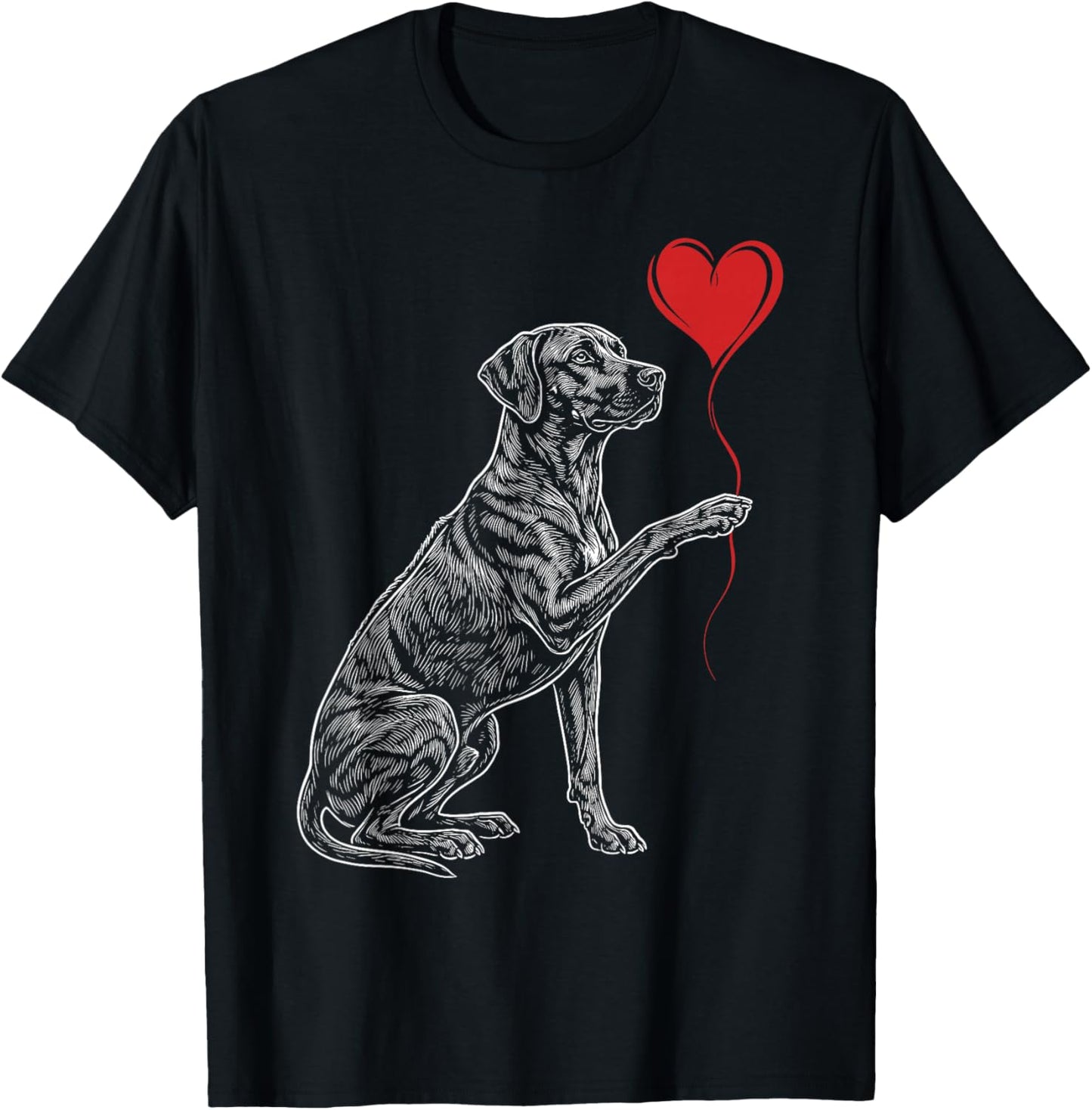 Rhodesian Ridgeback Lover Dog Art Holding Heart Valentines T-Shirt - T-Shirt | Black