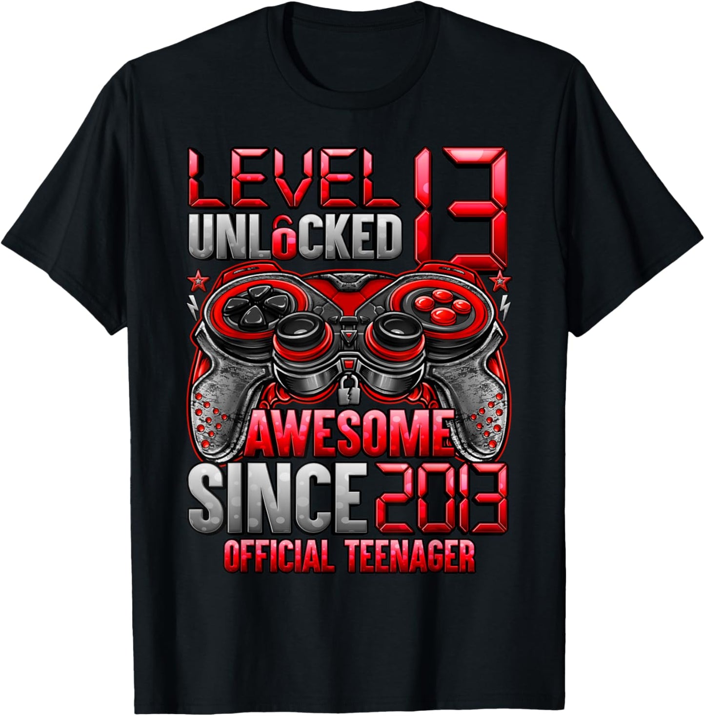 Official Teenager Level 13 Unlocked Boys 13th Birthday Boy T-Shirt - T-Shirt | Black