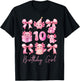 Cute Axolotl 10th Birthday Girl Pink Coquette Bow 10 Yr Old T-Shirt - T-Shirt | Black