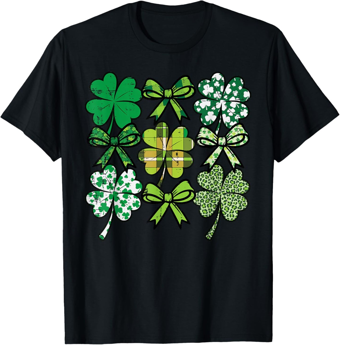 St Patricks Day Coquette Shamrock Saint Pattys Women Girls T-Shirt - T-Shirt | Black