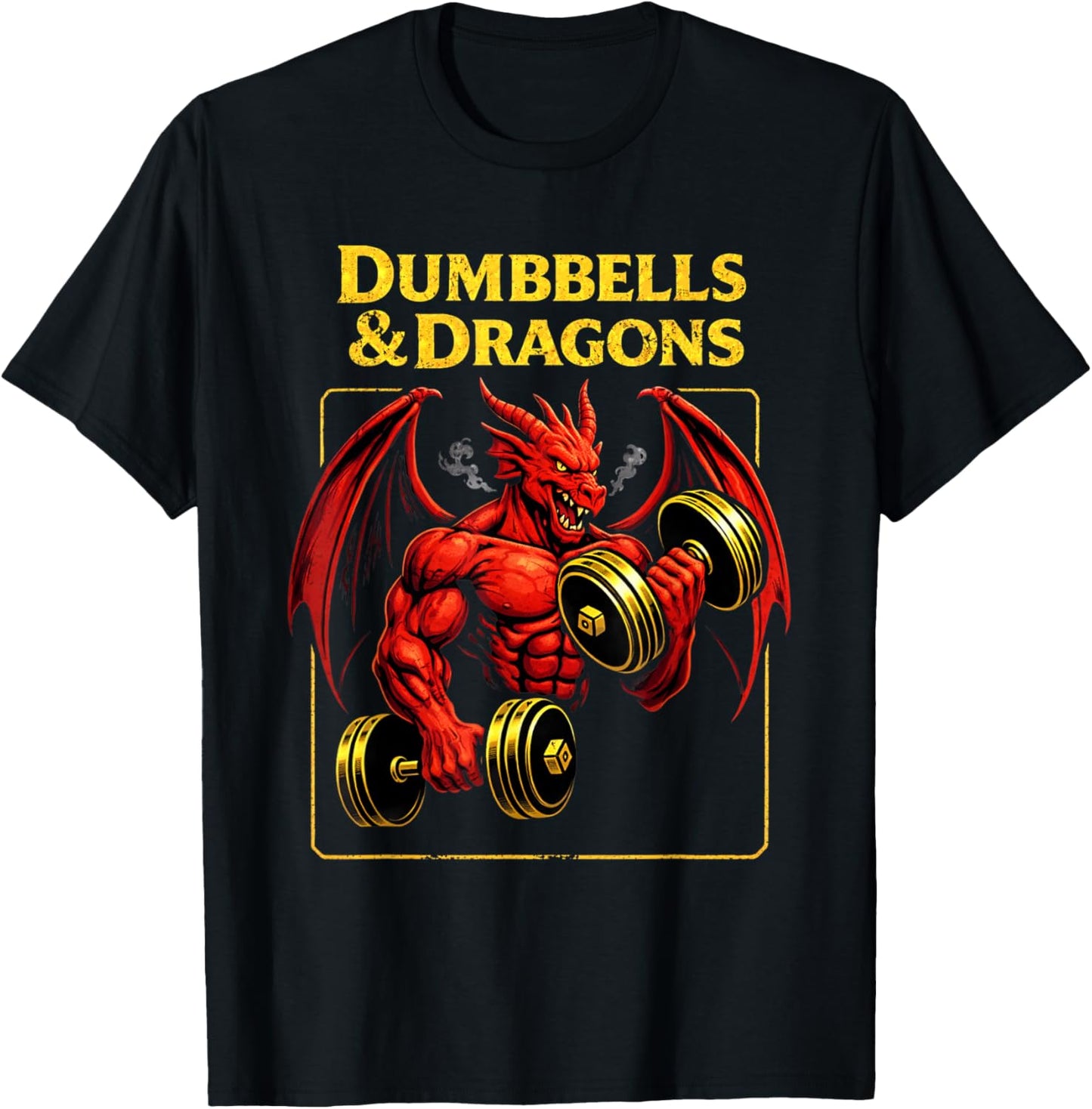 Dumbbells and Dragons Gym Nerd Deadlifts Dragons RPG Workout T-Shirt - T-Shirt | Black