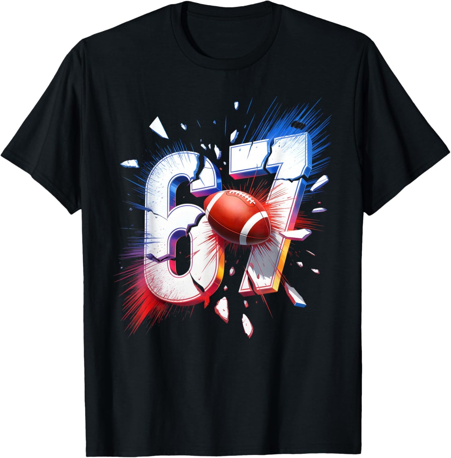 67 Football Six Seven 6 7 Meme 67 T-Shirt - T-Shirt | Black