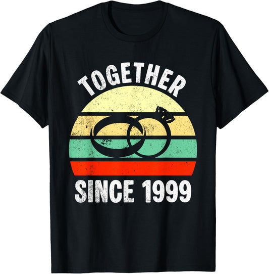 Together Since 1999 Vintage Romance 27th Wedding Anniversary T-Shirt - T-Shirt | Black