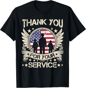 Thank You for Your Service Veterans Proud Veterans Day USA T-Shirt - T-Shirt | Black
