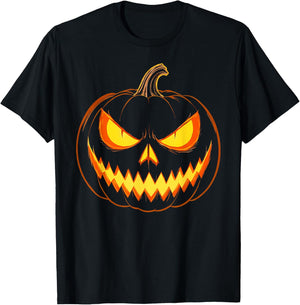 Scary Pumpkin Jack O Lantern Face Halloween Men Boys Kids T-Shirt - T-Shirt | Black