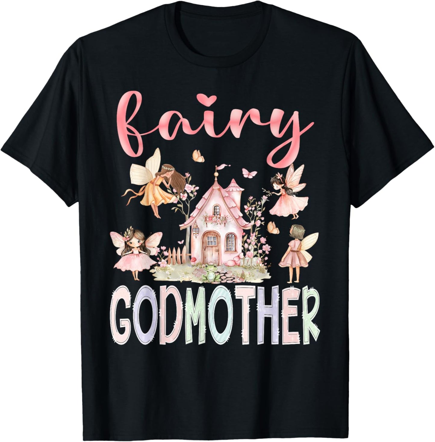Fairy Godmother Magical Floral Funny Birthday Girl Fairytale T-Shirt - T-Shirt | Black