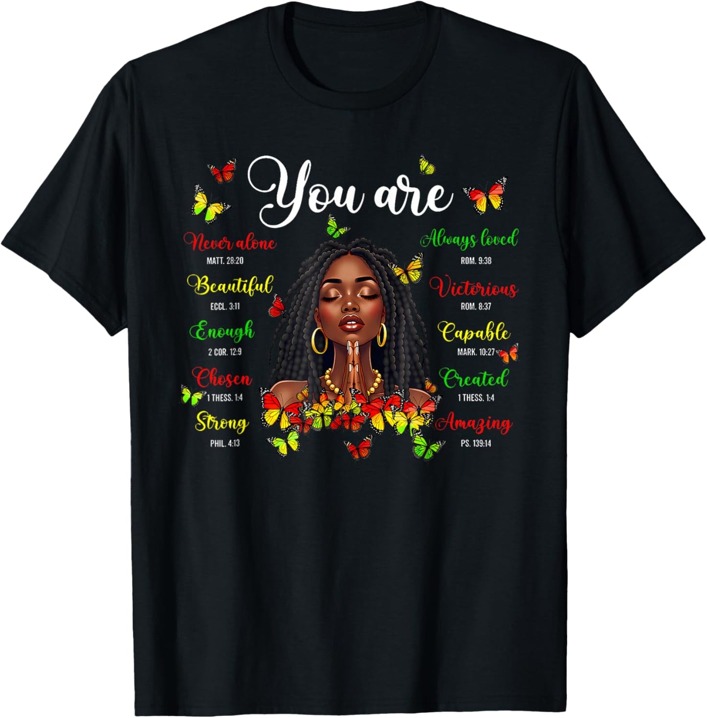 Black History Loc'd Afro Girl You are Bible Verse Christian T-Shirt - T-Shirt | Black