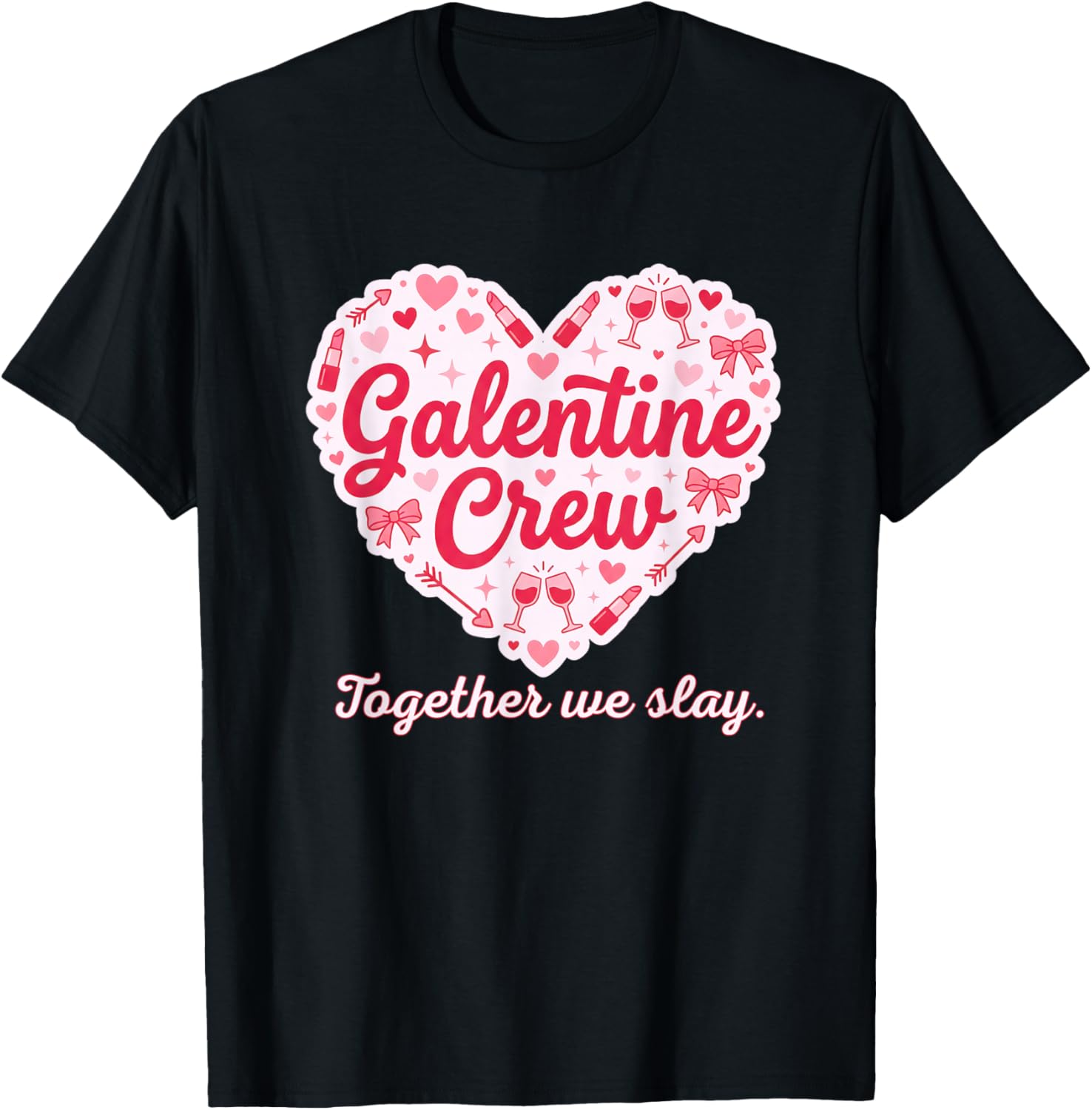 Valentines Day Galentine's Gang Heart Valentine Women Girls T-Shirt - T-Shirt | Black