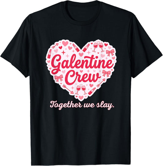 Valentines Day Galentine's Gang Heart Valentine Women Girls T-Shirt - T-Shirt | Black