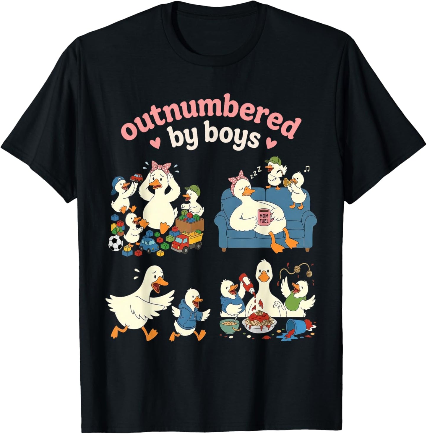 Outnumbered By Boys Mom of Boys T-Shirt - T-Shirt | Black
