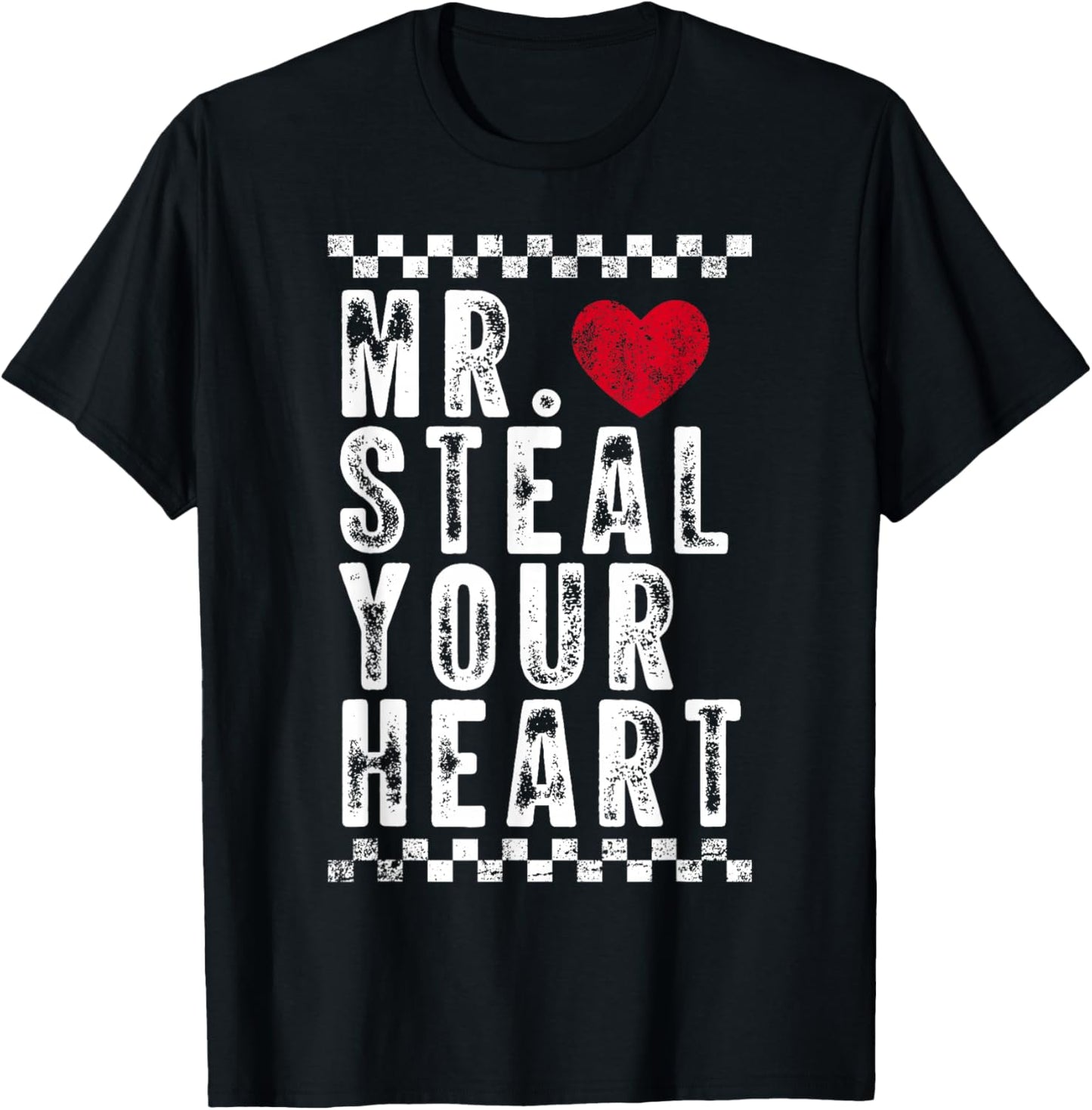 Mr Steal Your Heart Happy Valentine's Day Couple Kids Boys T-Shirt - T-Shirt | Black