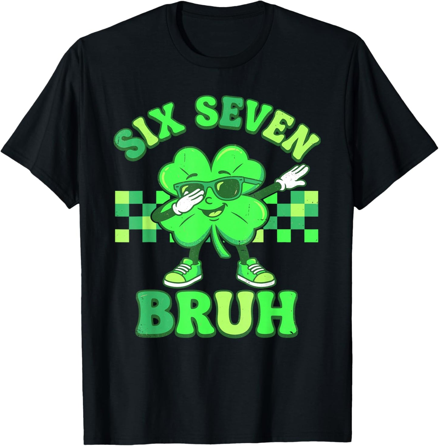 St Patricks Day Six Seven Bruh Dabbing Shamrock Boys Kids T-Shirt - T-Shirt | Black