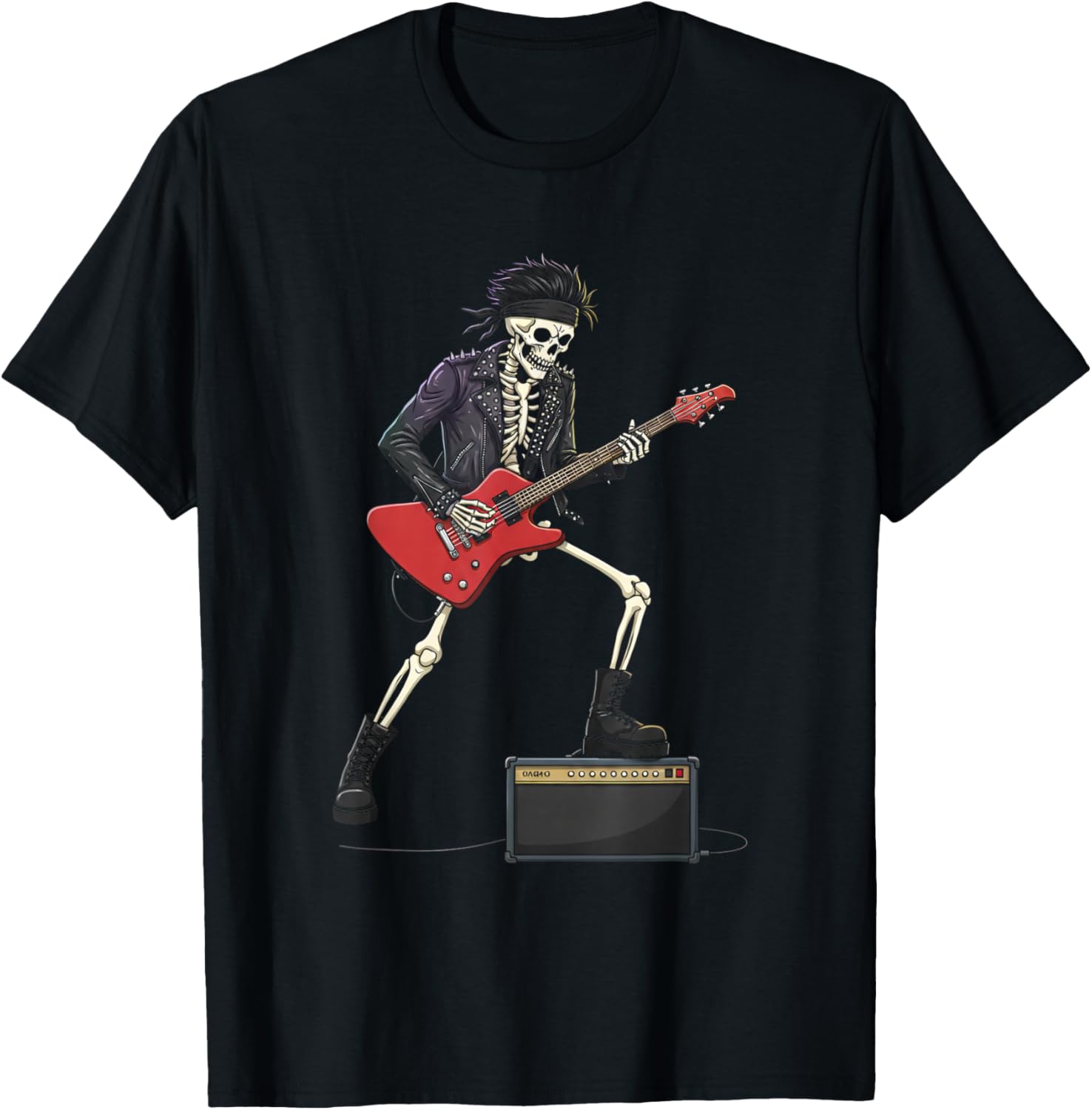 Rockstar Skeleton Halloween Funny Men Boys Kids Rock-Star T-Shirt - T-Shirt | Black
