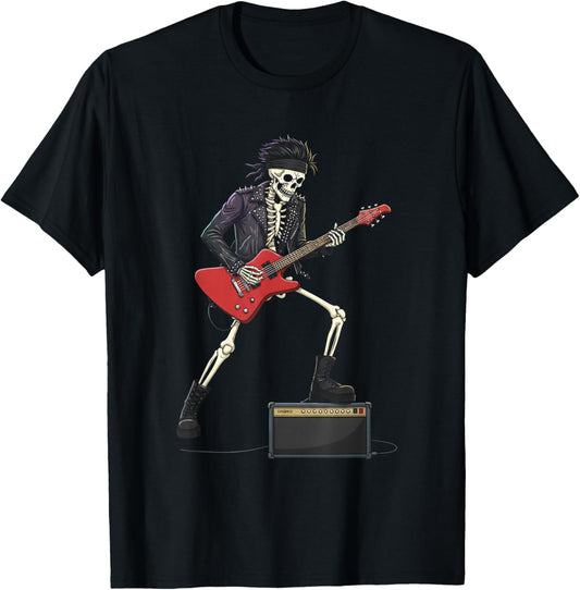 Rockstar Skeleton Halloween Funny Men Boys Kids Rock-Star T-Shirt - T-Shirt | Black