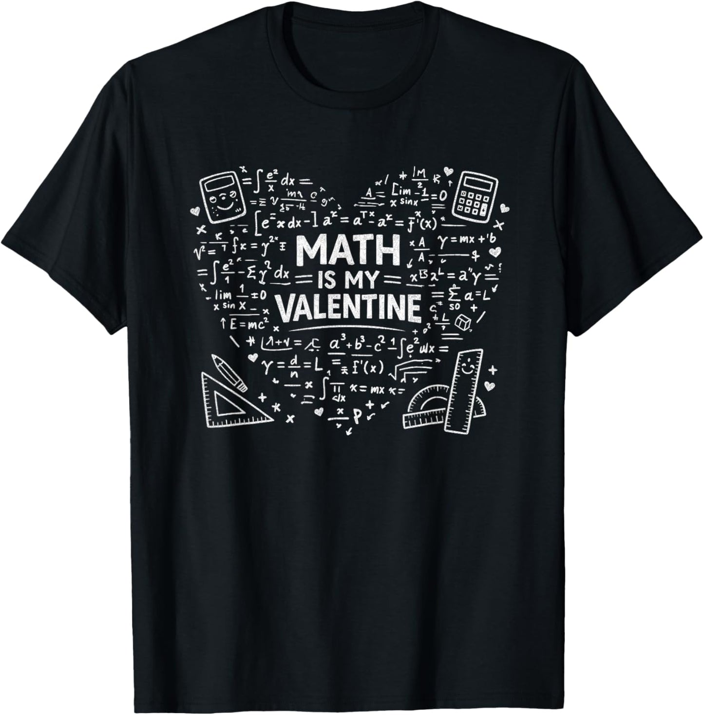 Math is My Valentine Funny Chalkboard Teacher Student T-Shirt - T-Shirt | Black
